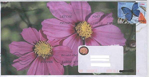 enveloppe christine fleur timbre papilllon