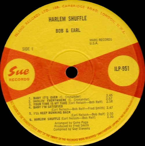 Bob & Earl : Album " Harlem Shuffle " Sue Records ILP 951 [ UK ]