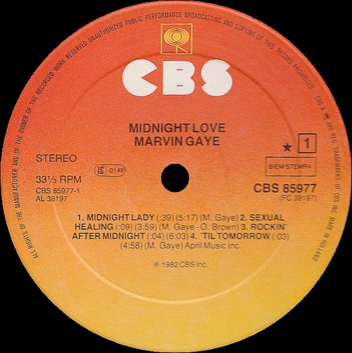 Marvin Gaye : Album " Midnight Love " CBS Records CBS 85977 [ NL ] en 1982