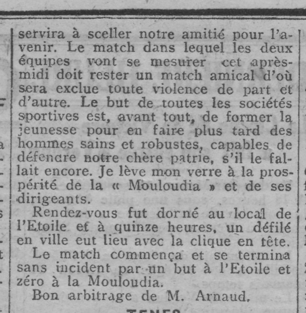 Dimanche 4.9.1927 à Cherchell Amical Etoile Sportive de Cherchell-MCA 1-0