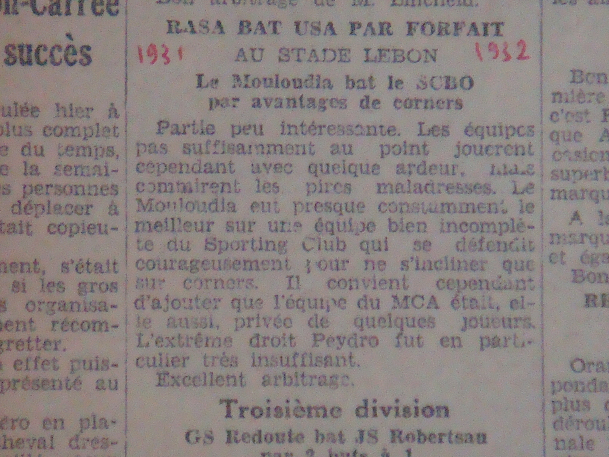le 20.9.1931 coupe municipalité mca-scbo 0-0