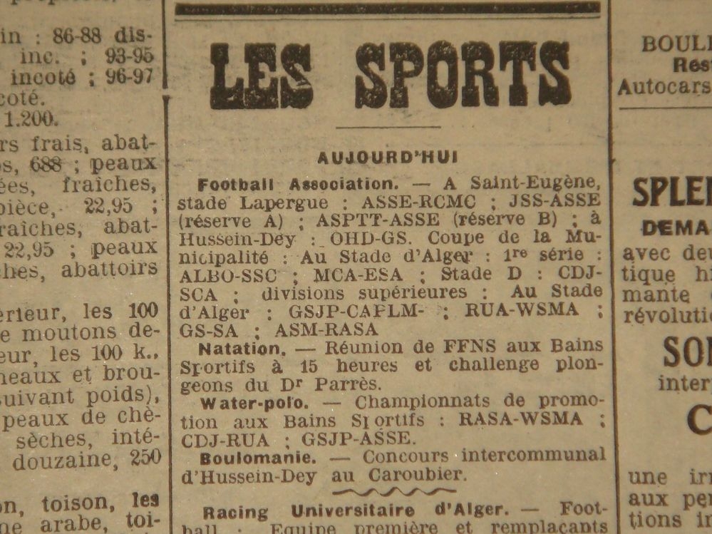 Dimanche 9.9.1928 Coupe Municipalité Etoile Sportive Algéroise-MCA 1-5