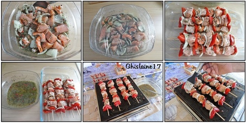 Brochettes de saumon et de crevettes