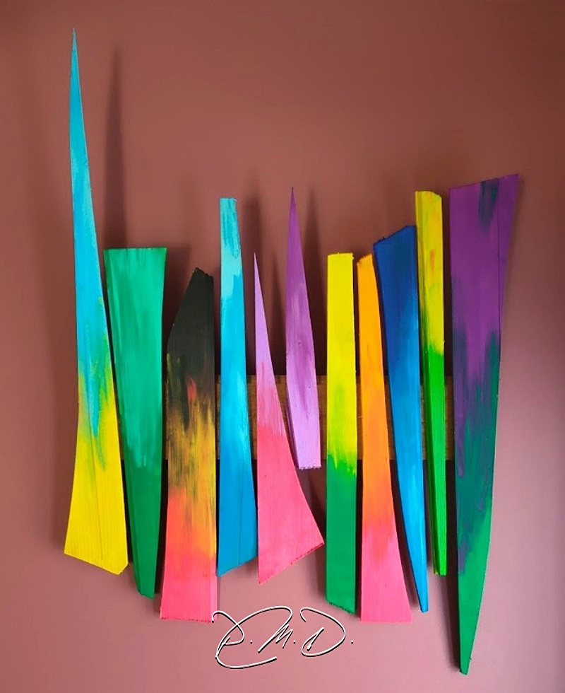 2022 - 50x75 - Morceaux de bois découpés et Peinture acrylique - CP