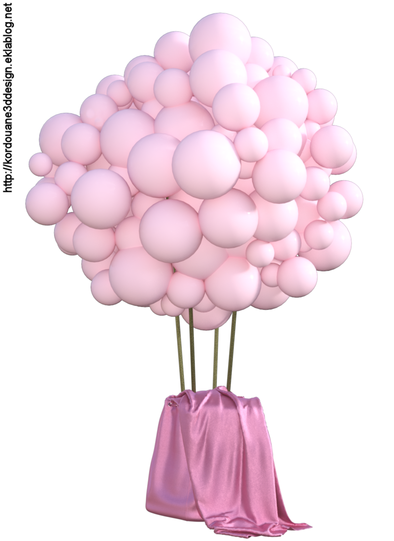 Tube de grappe de ballons roses (render, png)