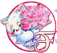 Alphabet "Chat et bouquet de roses"