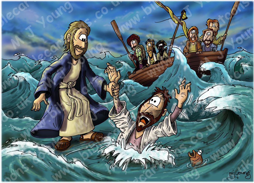 Matthew 14 - Jesus walks on water - Scene 05 - Jesus saves