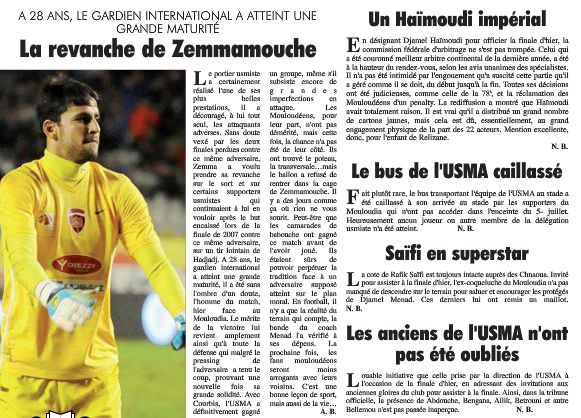 Mercredi 01 mai 2013 finale coupe d\'Algérie MCA-USMA 0-1