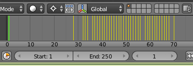 L'écran TimeLine affiche les clés de position
