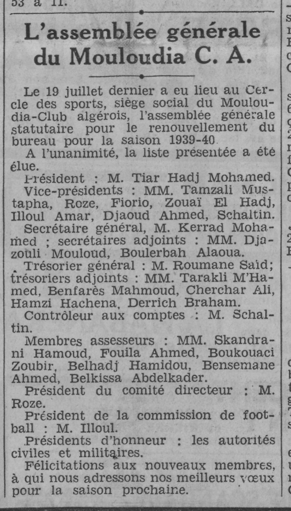19.7.1939 Bureau du MCA