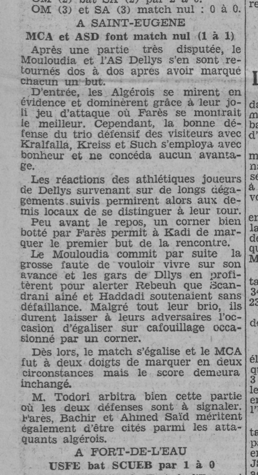 Dimanche 19.3.1933 à st eugène MCA-AS Dellys 1-1
