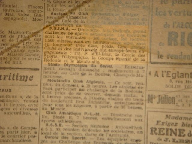 31.6.1923 challenge de la Redoute avec la MOULOUDIA Athletisme