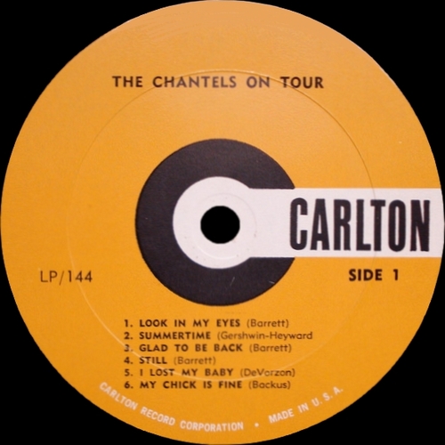 The Chantels : Album " On Tour " Carlton Records LP 144 [ US ]