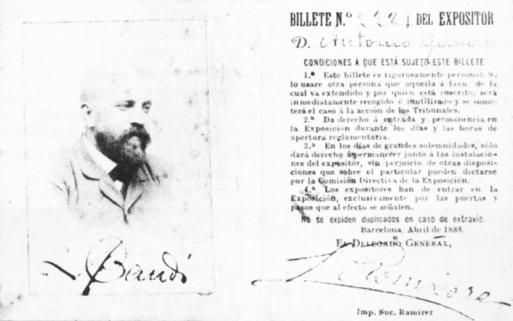 Carnet d'exposant de Gaudí à l'Exposition universelle de 1888, à Barcelone.