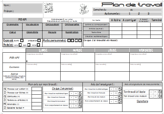 Plan de travail de cette année