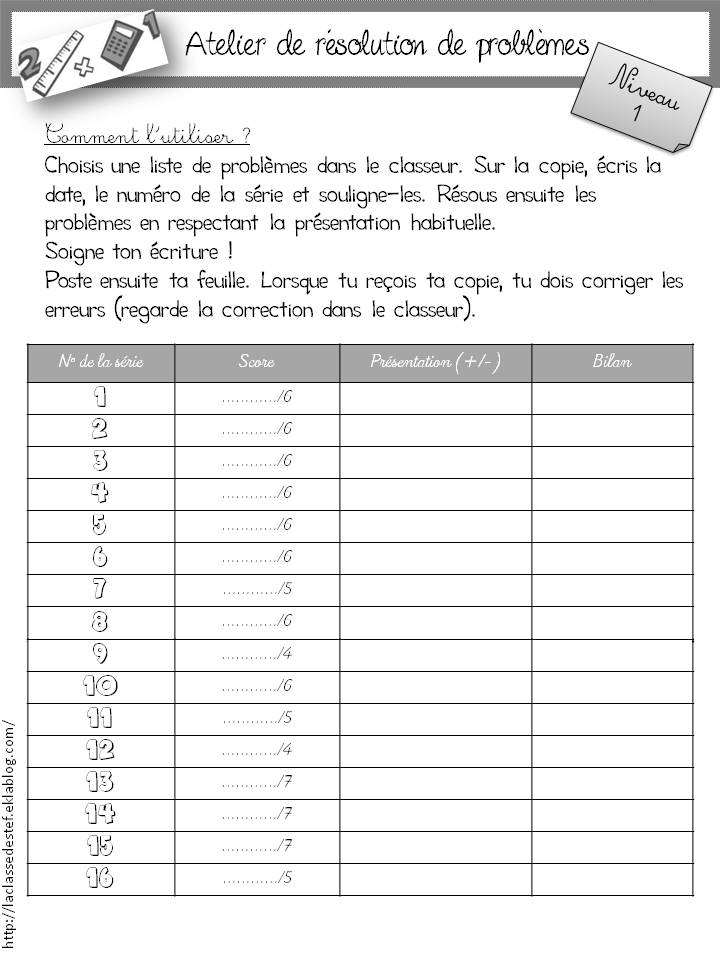 Atelier résolution de problèmes (cycle 3) - la classe de stefany