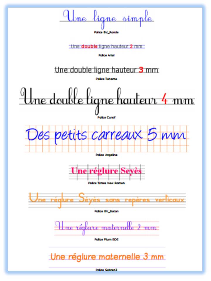 Écriture école  Polices d'écriture pour l'école à télécharger - Ecriture  cursive