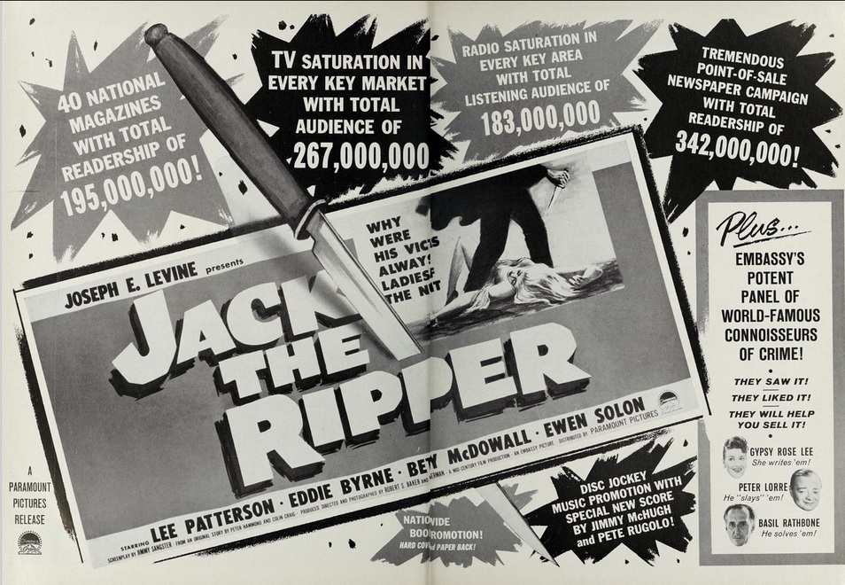 JACK THE RIPPER BOX OFFICE USA 1960