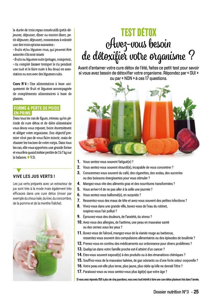 Nutrition:  Quel programme détox (4 pages)