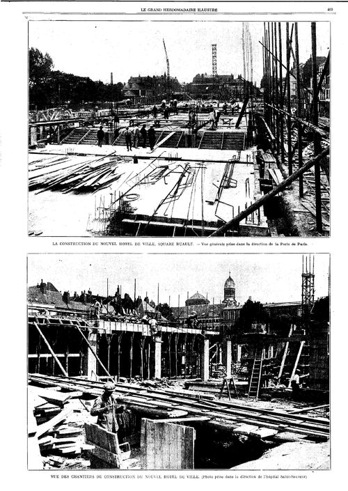 Construction du nouvel Hôtel de Ville (Le Grand hebdomadaire illustré, 26 juillet 1924)