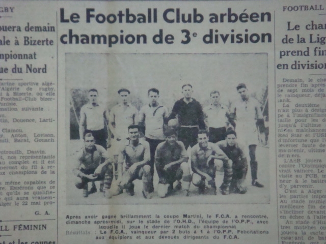fc arbaa champion 3ème division