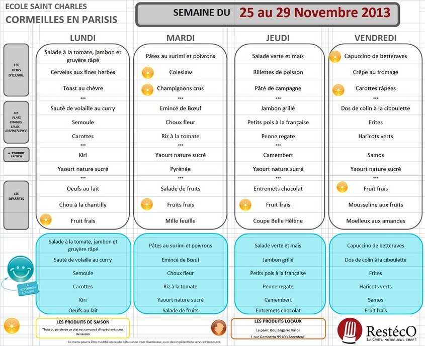 Menus de Novembre