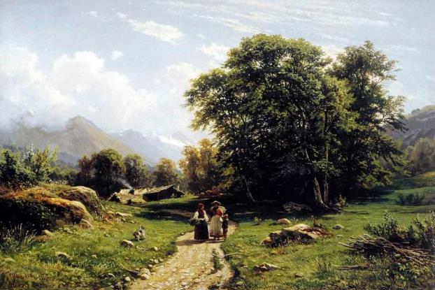 Swiss landscape, 1866 by Ivan Ivanovich Shishkin (1832-1898, Russia)