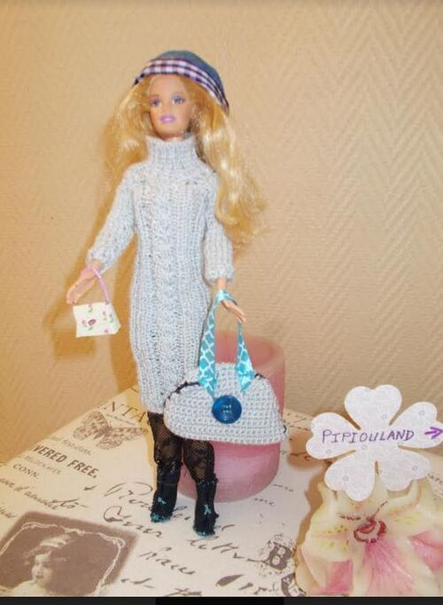 Barbie en robe torsade par Françoise80 et Suzon du Doubs