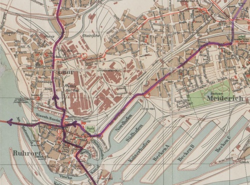 Ruhrort, Meiderich et Laar en 1927 (Plan der Stadt Duisburg)(landesarchiv-nrw.de)