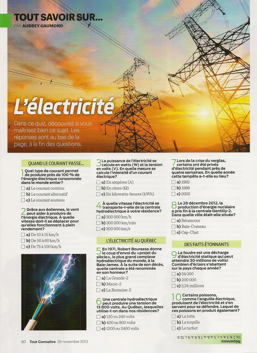 Tout Savoir:  L'Électricité