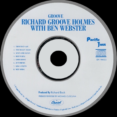 Richard ''Groove'' Holmes With Ben Webster, Les McCann : Album " "Groove" " Pacific Jazz Records STEREO 23 [ US ]