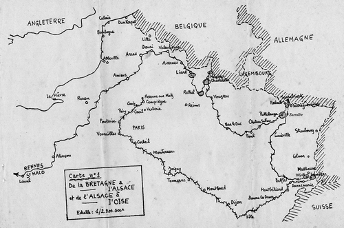 Cartographie du journal des opérations de guerre du 41° RI - Mai et juin 1940