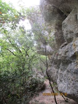 Le sentier  rouge le long de la falaise