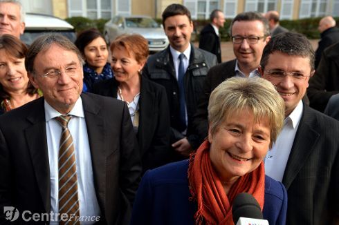 Marie-Guite Dufay, présidente de Bourgogne Franche-Comté, dans la Nièvre avec Patrice Joly, Sylvain Mathieu et Christian Paul. - Christophe  MASSON 