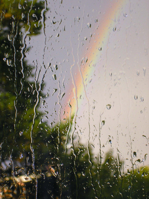 rainbow the window over rainy