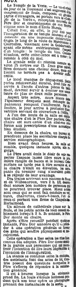 Roux - Le Temple de la Vertu (La Gazette de Charleroi, 2 novembre 1912)(Belgicapress)