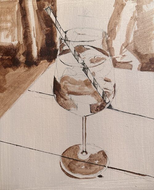 Dessin et peinture vidéo 4243 : Comment obtenir de vrais reflets avec un verre de spritz (cocktail vénitien) ? - huile, acrylique.