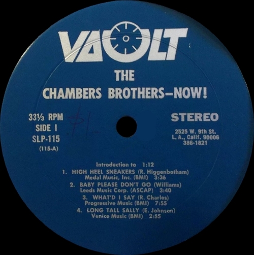 The Chambers Brothers : Album " Now !  " Vault Records SLP 115 [ US ]