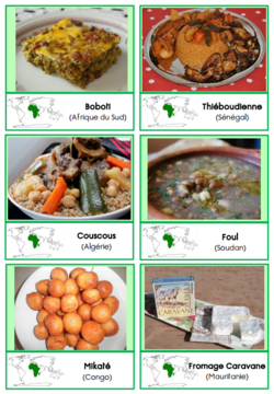 nouvelles cartes de nomenclature sur les continents : les peuples et les plats culinaires d'Afrique