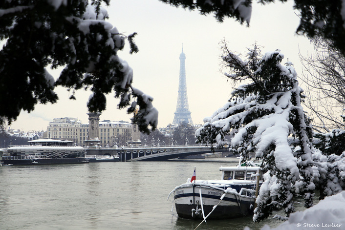 Crue de la Seine et neige à Paris, février 2018