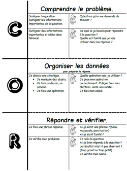 C.O.R:comprendre, organiser et répondre, résolution problèmes, stratégies, Cp, Ce1, Ce2, Cm1, Cm2