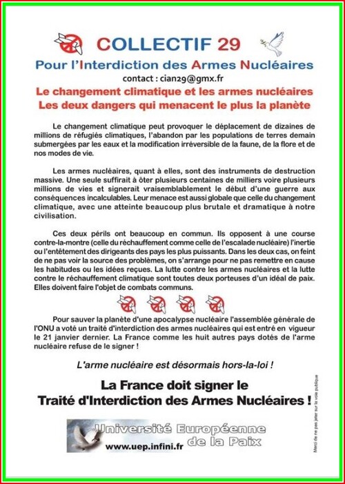 CIAN 29   Collectif pour l'Interdiction  des Armes Nucléaires  Finistère