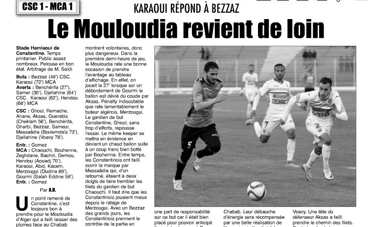 Samedi 28.11.2015 à Constantine CSC-MCA 1-1