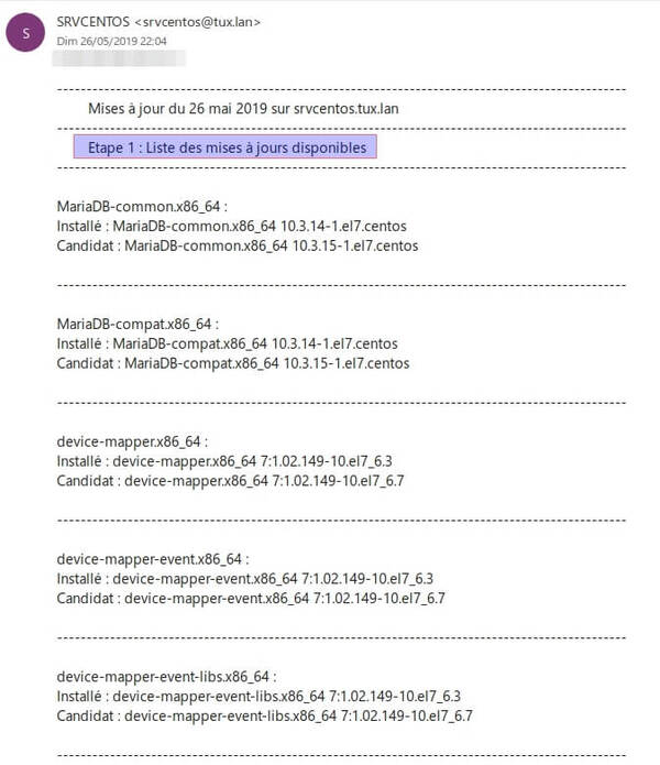 Script de mise à jour Centos 7 ( modification )