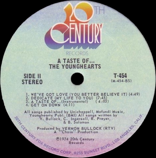 The Younghearts : Album " A Taste Of... " 20th Century Records T-454 [ US ]