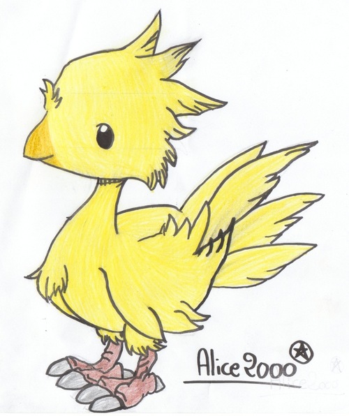 Dessin fait avec tutoriel "Chocobo"