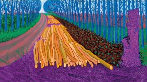 a few paintings and I-Pad prints by David Hockney