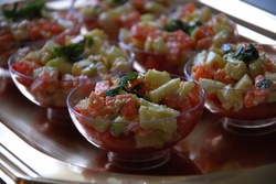 Verrines fraicheur : tomates / carottes / courgettes / crème fromagère