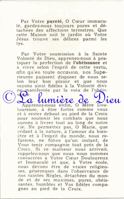 Consécration des communautés religieuses au Cœur douloureux et immaculé de Marie