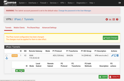 VPN IPsec de site-à-site avec PFSENSE